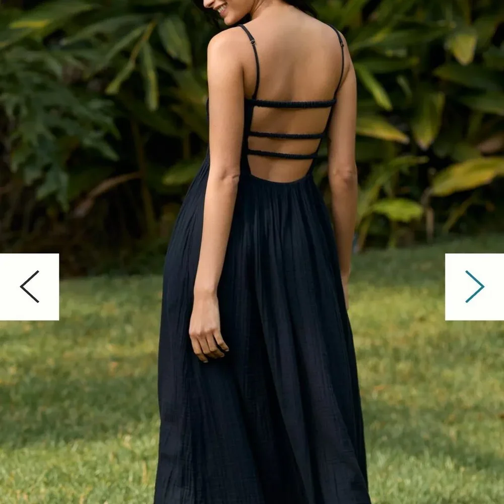 ANTHROPOLOGIE Celandine Strapless Smocked DW Maxi Dress /Black/ Size L -98212269 - Picture 7 of 10